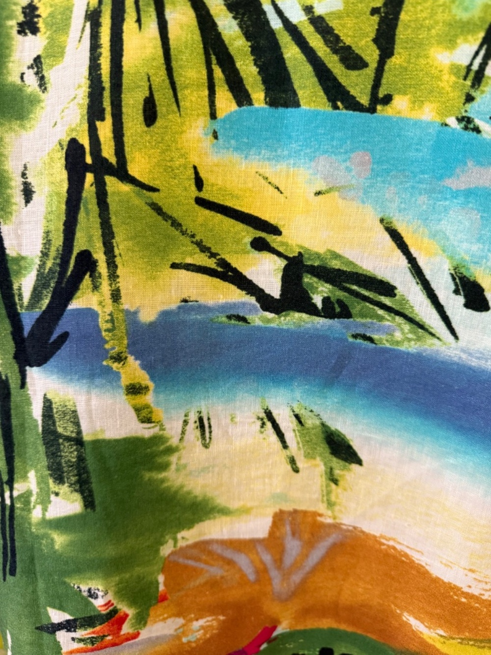Caroline Rose Linen Jacket L Made USA Abstract Art Print Lined Designer Blazer - Picture 14 of 16